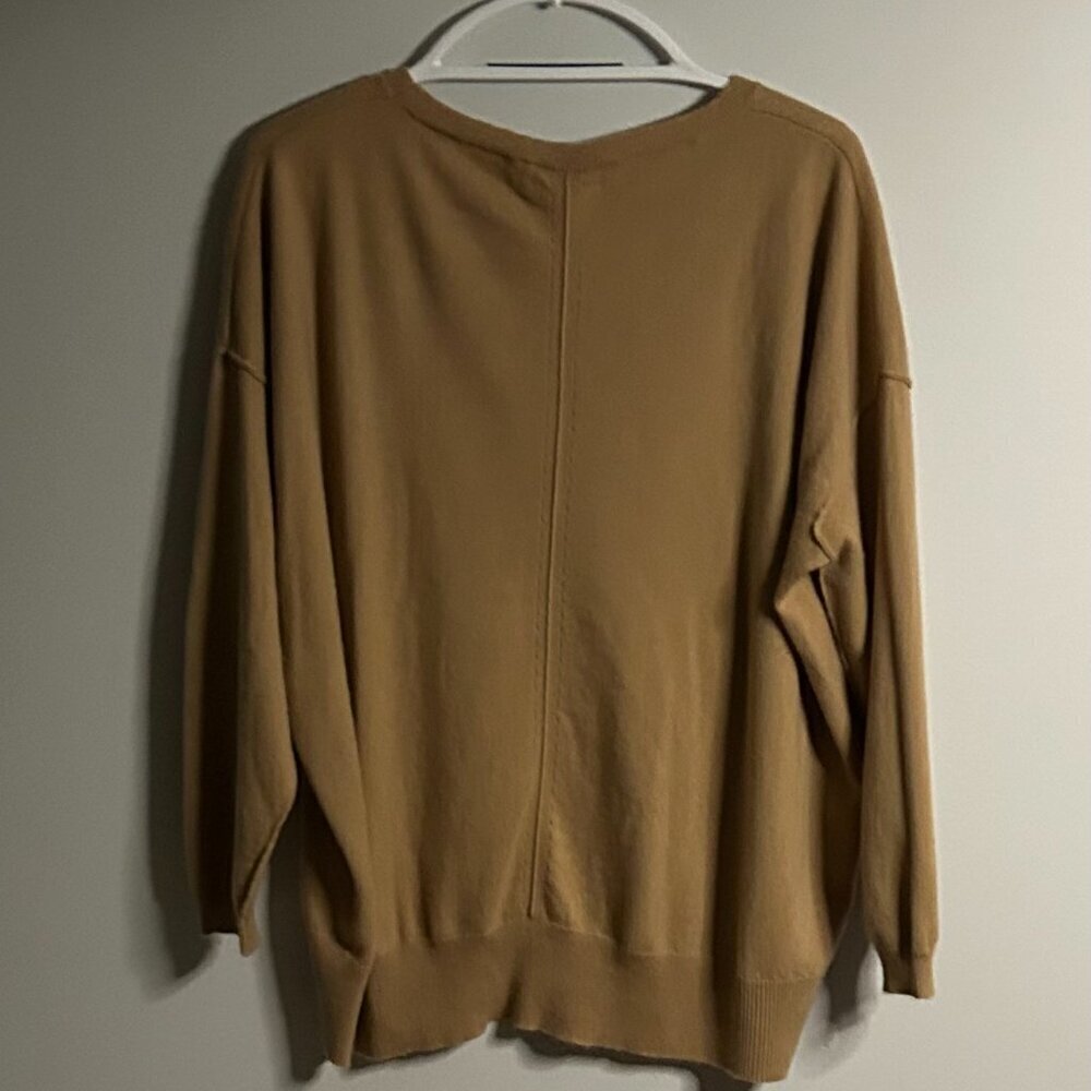 Nili Lotan Cashmere Scoop Neck Sweater in Brown Color Size L - Picture 2 of 5